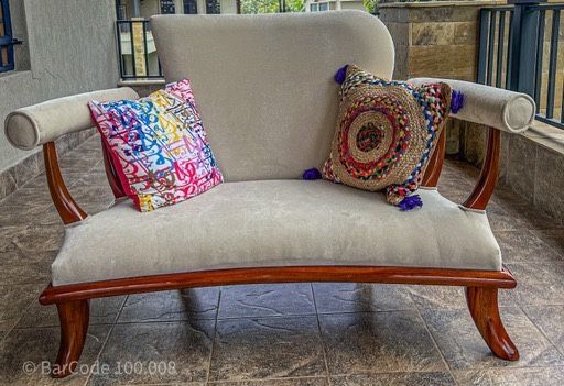 SILK-GREY WOODEN CONTEMPORARY AND ANTIQUE THEMED MAHOGANY SOFA SET
