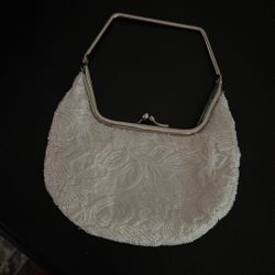 White Beaded Evening Bag
