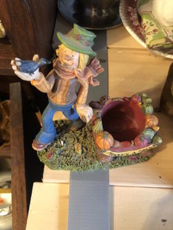 Holiday candle holder, man with wagon “Produce For Sale”