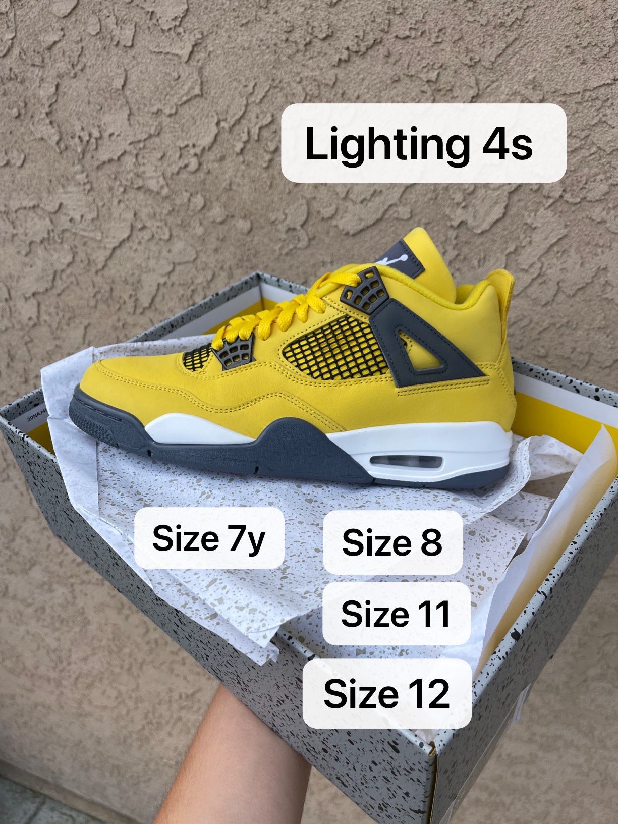 Air Jordan 4 Lightning Tour Yellow Mens Size 8 size 11 size 12 women’s size 7y size 8.5w Brand New Released Hype Sneakers