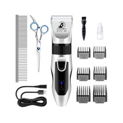 Pet Dog Clippers, Dog Grooming Kit Quiet Electric Pet Clippers Cordless Rechargeable Professional Dog Hair Clippers for Thick Coats Dogs Cats Pets