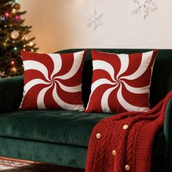 2pcs Candy cane pattern pillow cover (no inserts) 