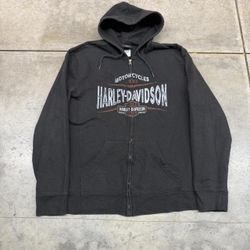 vintage harley davidson faded black motorcycles zip up hoodie size xl WOMENS