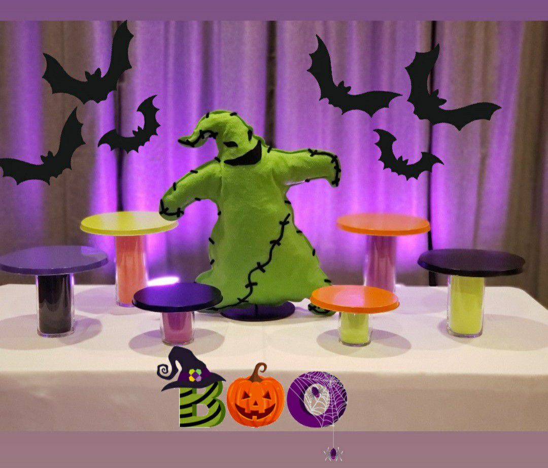 Cupcake stand/vases and Oogie Boogie stuffed prop FOR SALE! Cake stands