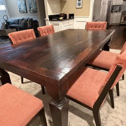 Solid Wood Table & 6 Beautiful Dining Chairs