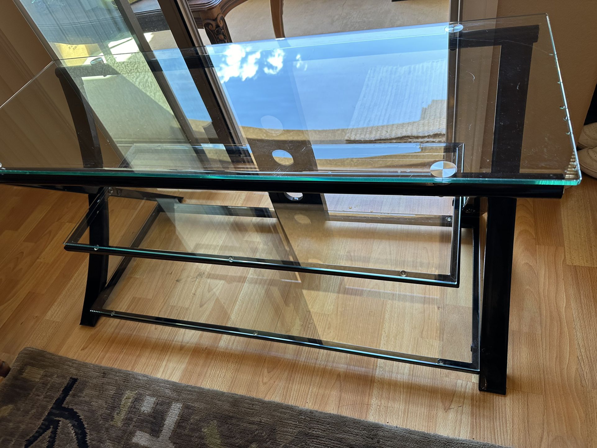 Glass Table With 3 Shelves