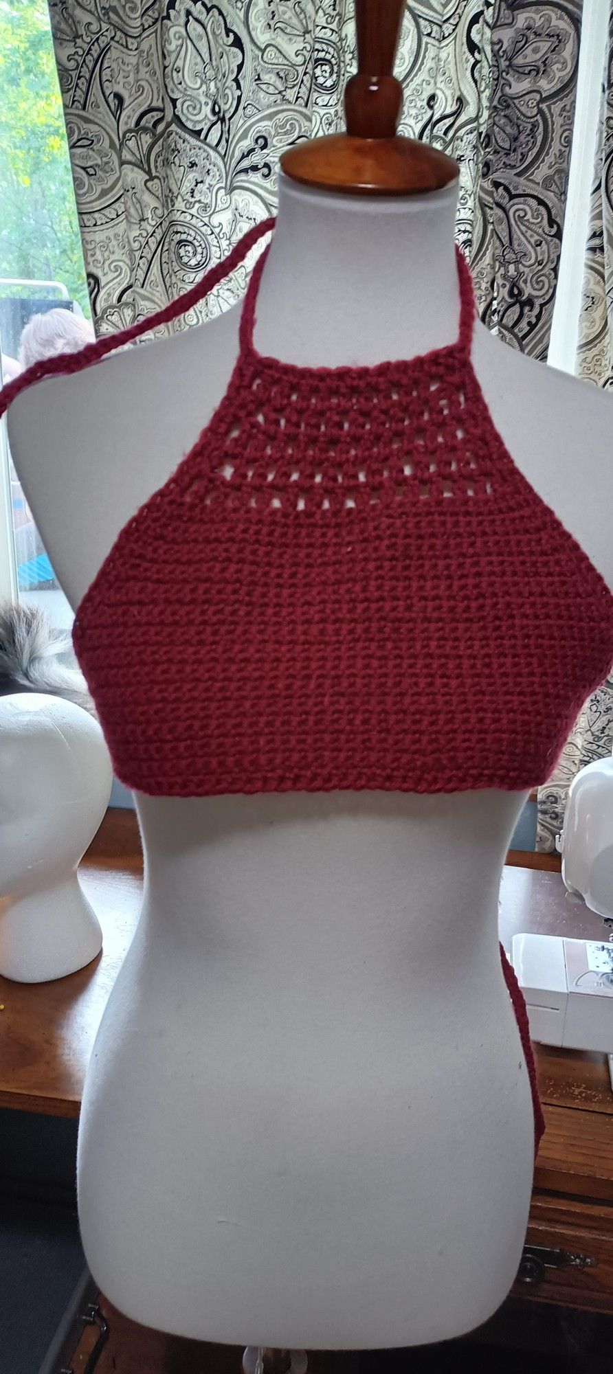 Rose Pink Red Halter Top Xs-med