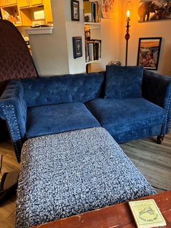 Blue Velvet Tufted Chesterfield Sofa