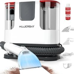 Upholstery Carpet Cleaner, MUJERBAY® 12Kpa Portable Spot and Stain Cleaner, Easy Move with Universal Wheels & Handle, 1.18-inch Deep Cleaning Machine 