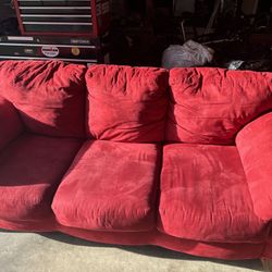 red microfiber couch