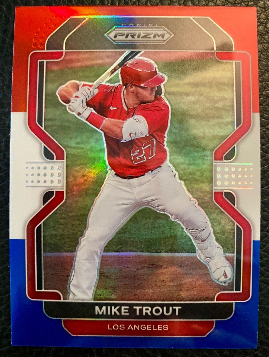 Mike Trout 2022 Panini Prizm Baseball #138 RED WHITE & BLUE PRIZM! ANGELS!