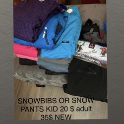 SNOWBIBS / SNOW PANTS / Snow Boots  some new some gently used but excellent condition pick up downtown LA