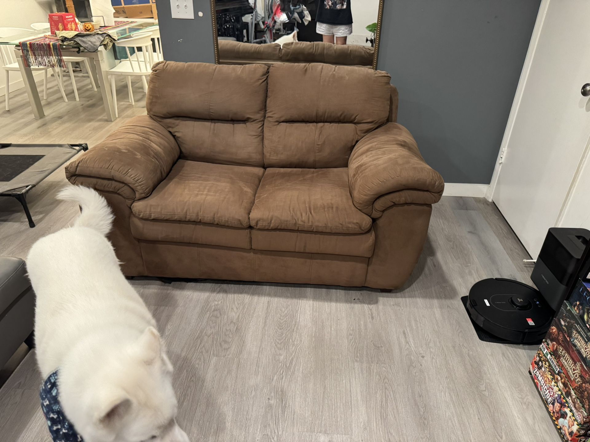 Suede Leather Loveseat
