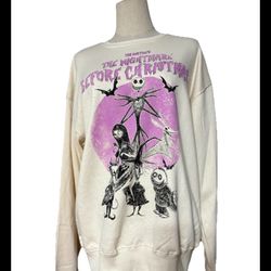 Disney Tim Burton Nightmare Before Christmas Small fleece pullover sweatshirt, crew neck, long sleeve, 60% cotton. 40% polyester, made Egypt, machine 
