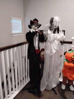 74 inch tall Mr.and Mrs. Halloween Skeleton