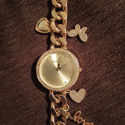 Gold Watch With Charms 
