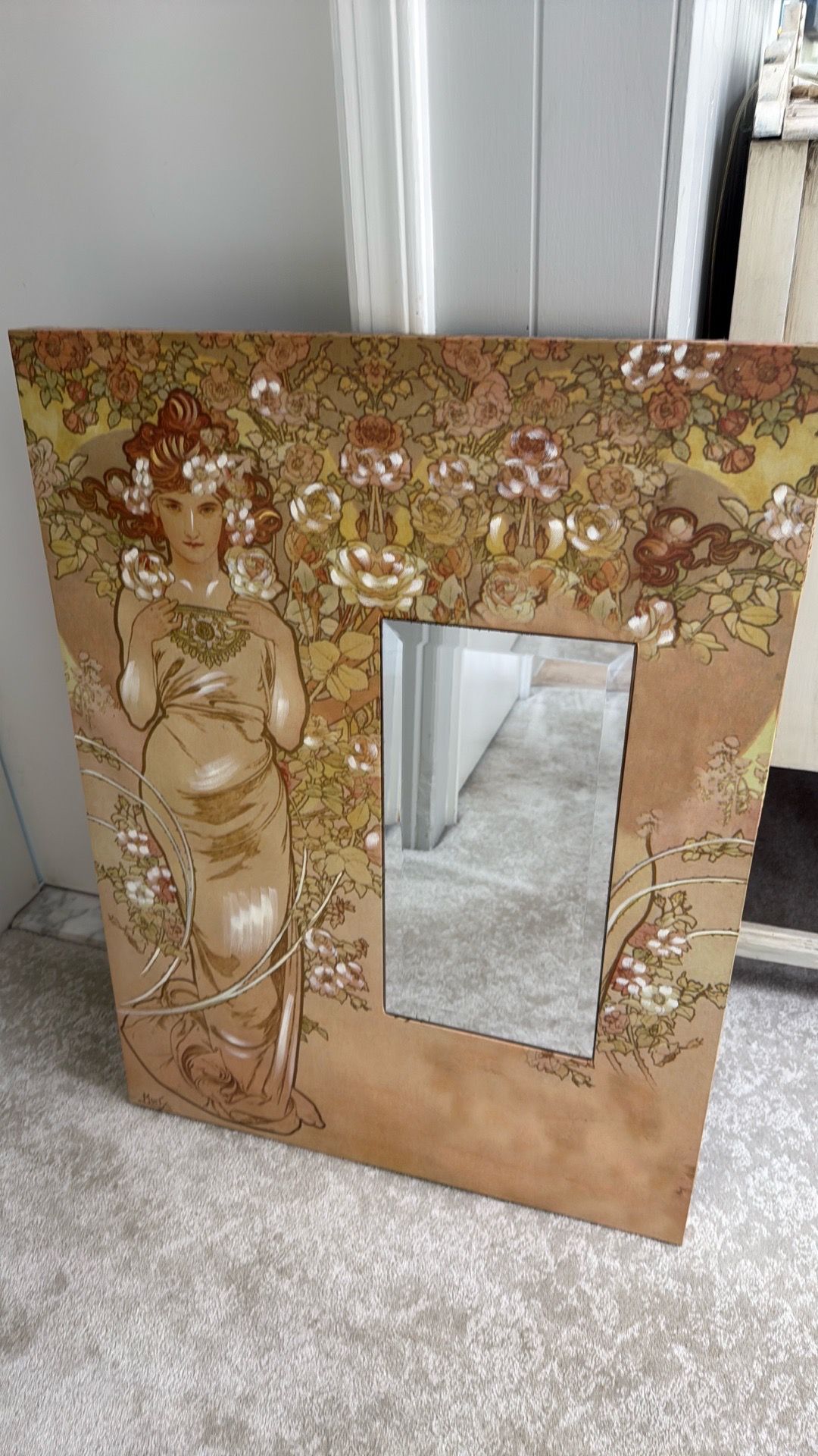 Floral art with mirror