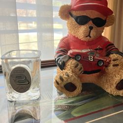 NASCAR  8 Jr  Shot Glass and  Bear Bank