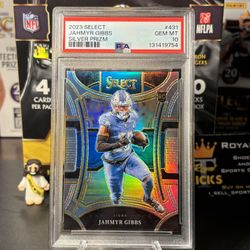 2023 Panini Select - Jahmyr Gibbs #34 Silver Prizm Rookie (RC) PSA 10 Gem Mint