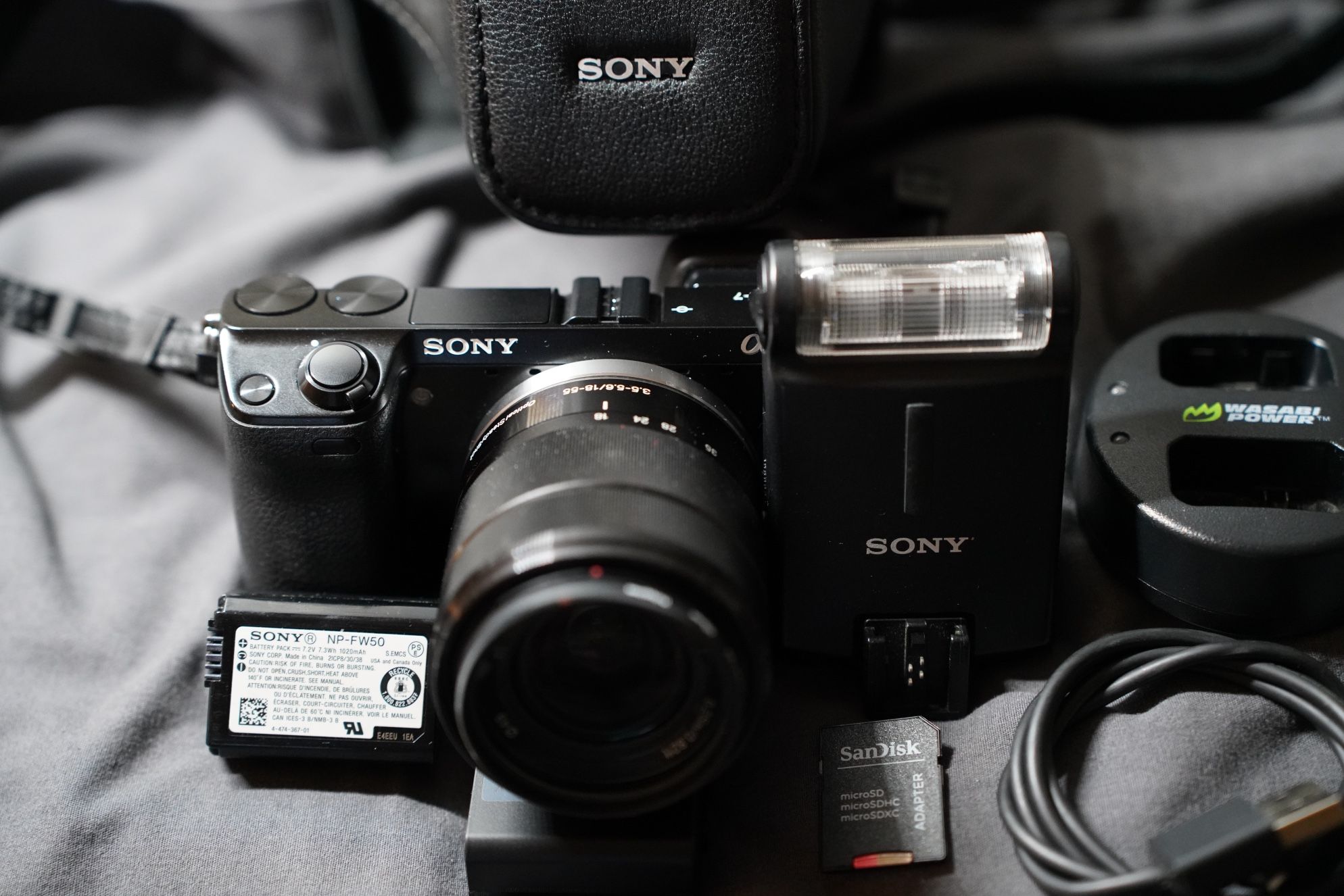Sony Alpha NEX-7 with Lenses and a Flash
