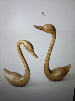 Large Brass Swans