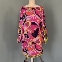 Trina Turk Paisley Pink Kaftan Dress Cover Up Size M