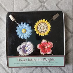 Set of 4 Floral Pewter Tablecloth Weights