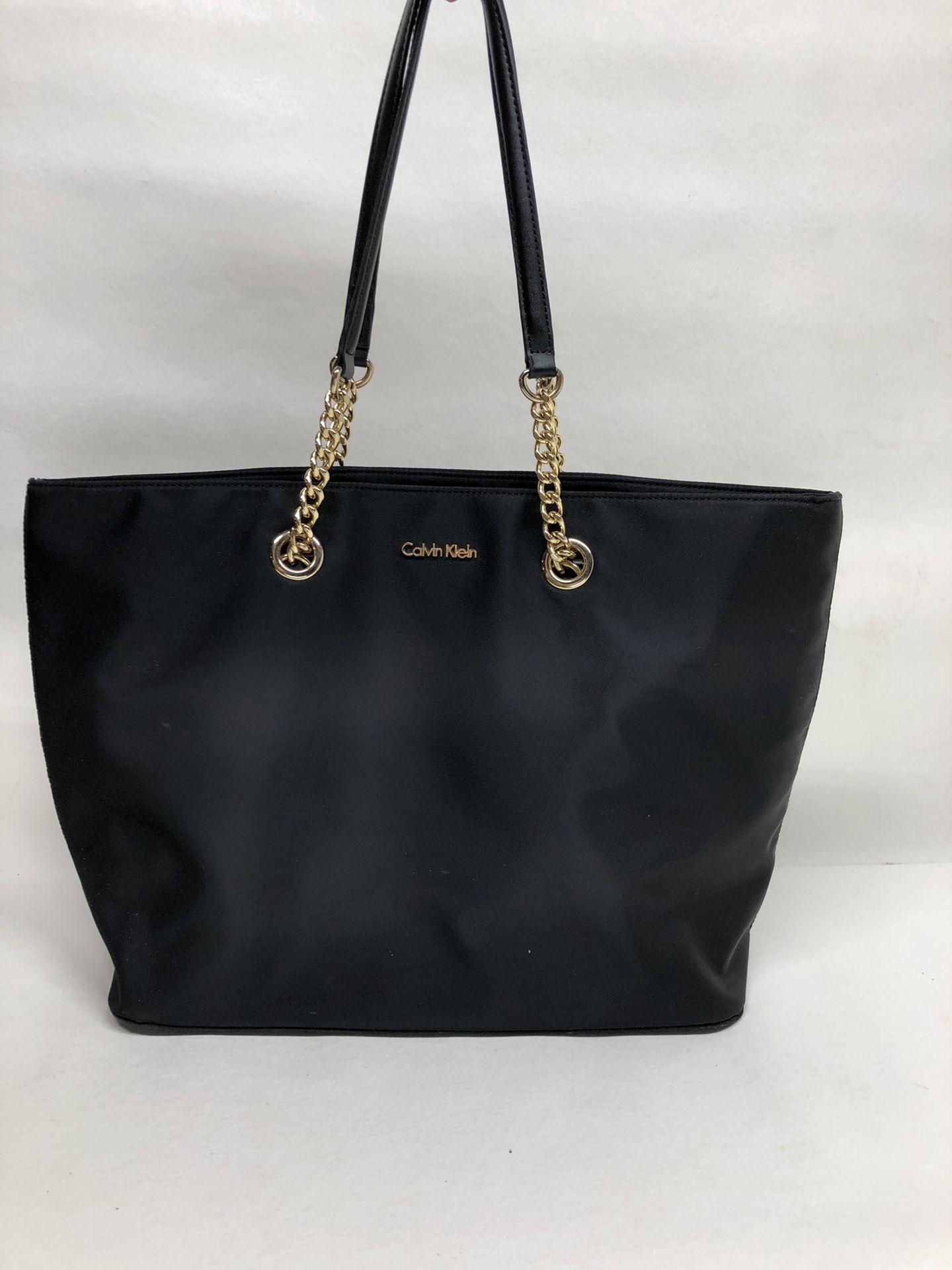Calvin Klein Florence Black Nylon Tote Bag with leather cain handle