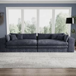 120.5" Upholstered Boneless Double Plush Modular Corduroy Sofa 