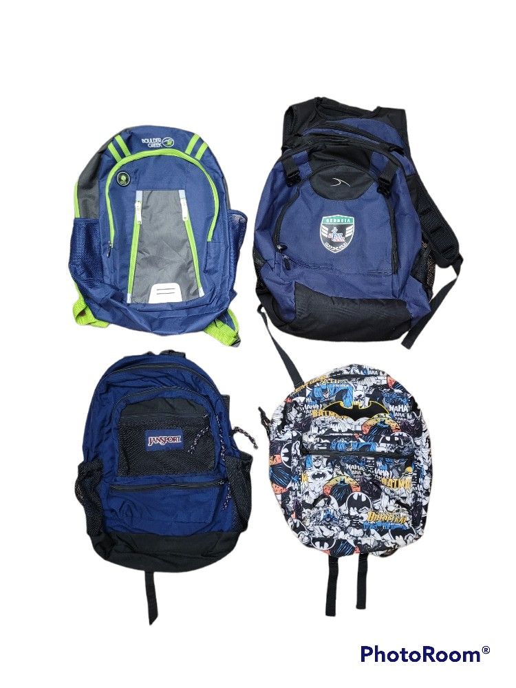 4pc Lot Backpacks / Jansport / Batman / Soccerball / Boulder Creek