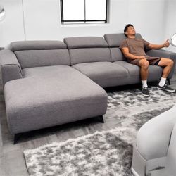 ❗️Half Priced ❗️ Gray Sectional Couch with Adjustable Headrest  - Can Deliver