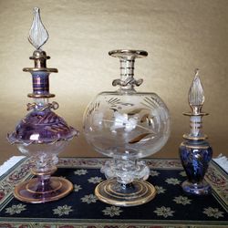 Vintage perfume glass bottles handmade. Egypt.