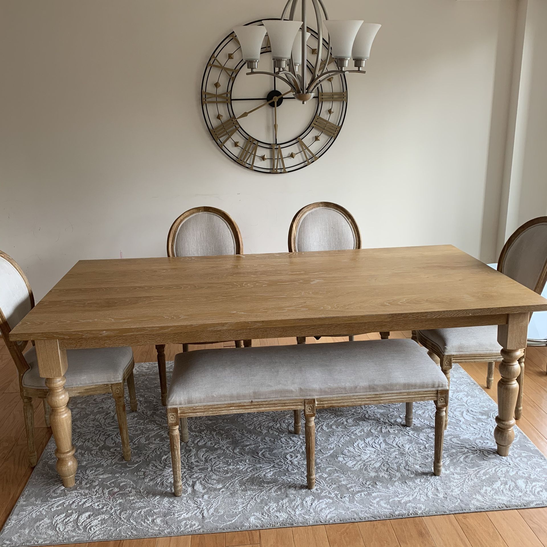 Dining table (4 chairs+bench) pier Import