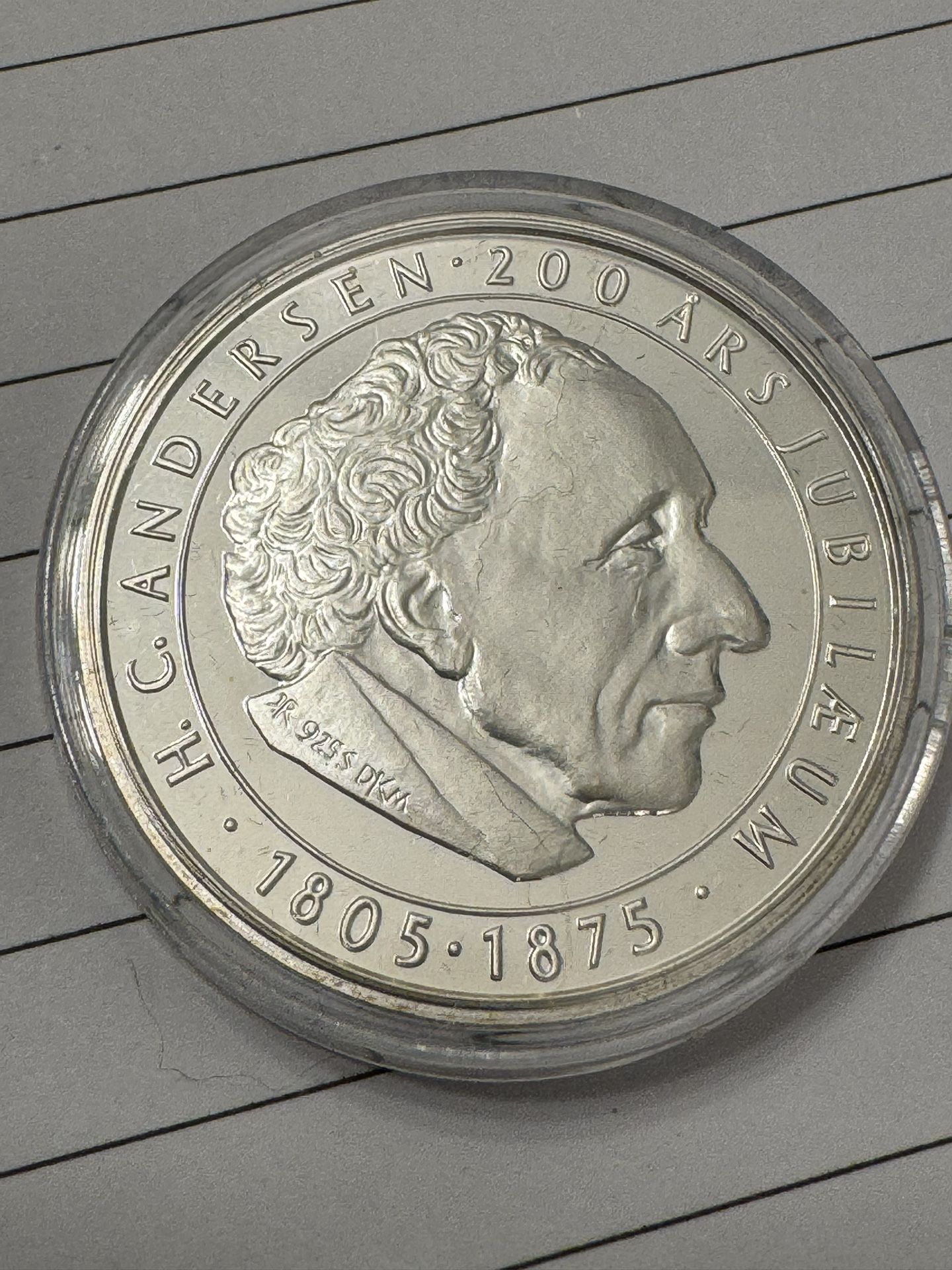 RARE COIN Danish H.C. Andersen 200 Year anniversary.925 Silver