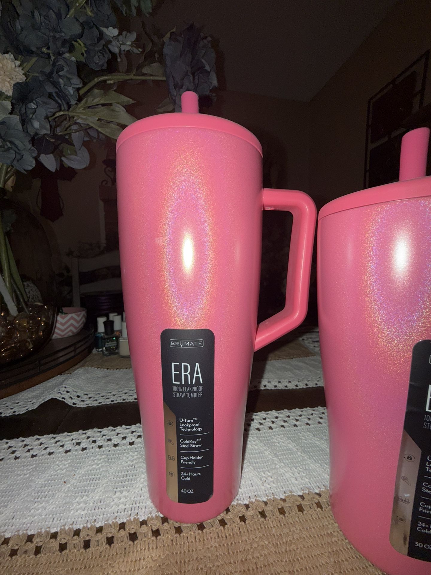 40oz Pink Sparkle Brumate Era