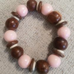 Pink and Brown Bead Bracelet