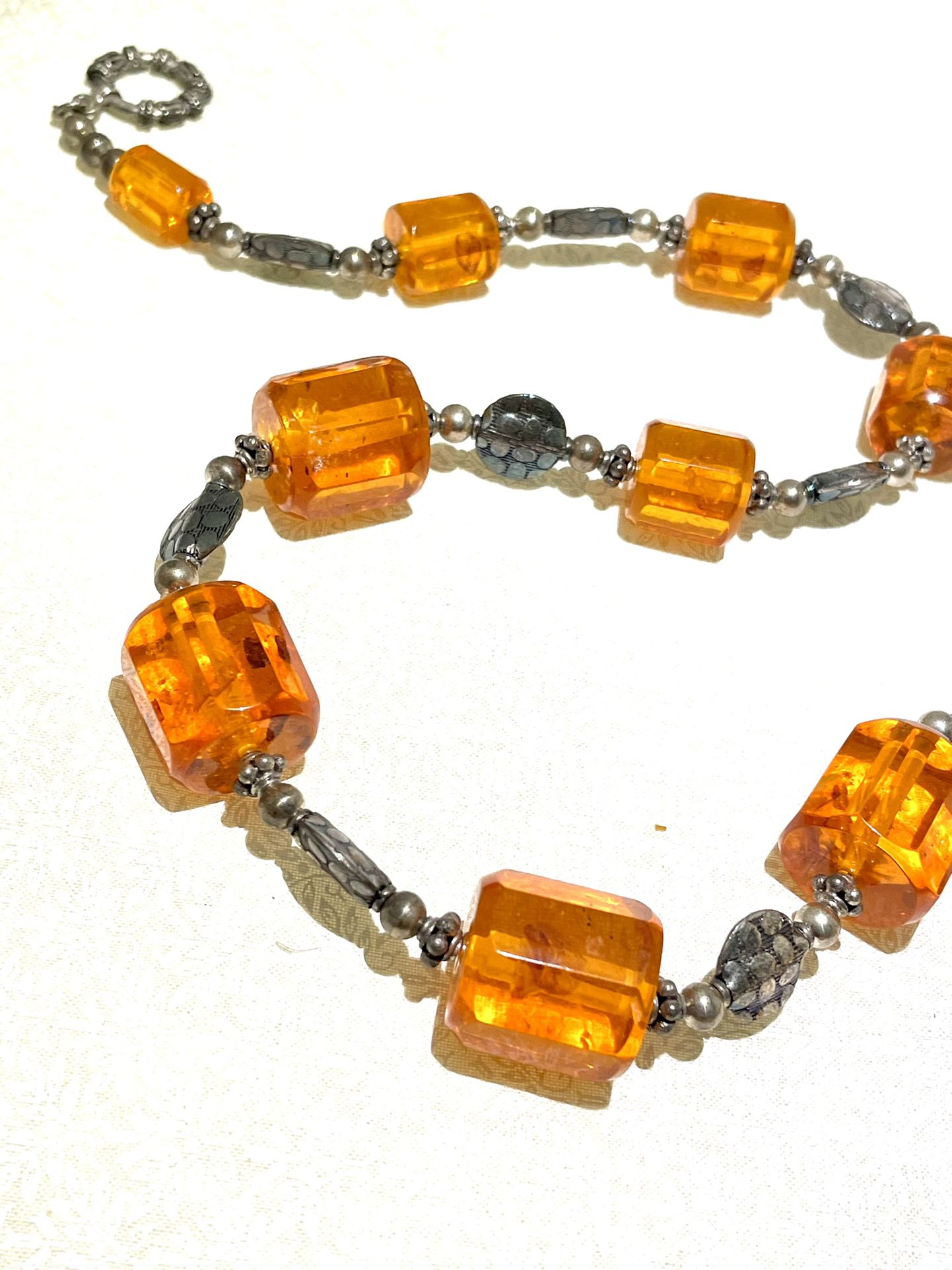 Sterling Reconstituted Amber Necklace 