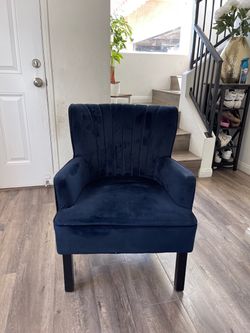 (2)Navy Blue Velvet Accent Chair