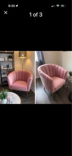 Pink Velvet Accent Chair with Gold Legs