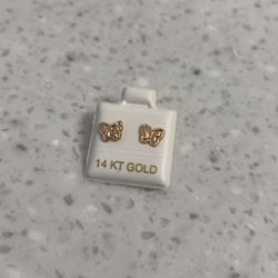 14k Gold Butterfly Earrings 