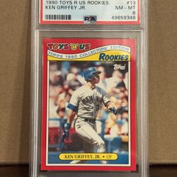 PSA 8 Ken Griffey Jr 1990 Toys R Us Rookies #13 (Mariners) – Slabbed 