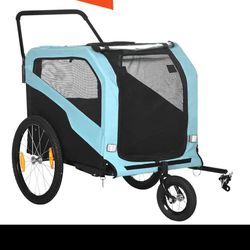 2-in-1 Dog Bike Trailer Pet Stroller Carrier for Large Dogs with Hitch, Quick-release Wheels, Foot Support, Pet Bicycle Cart Wagon Cargo for Travel, B