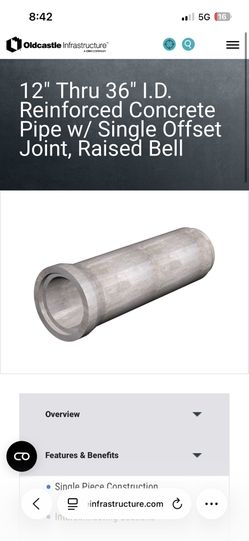 RCP (18" X 96") Reinforced Concrete Pipe