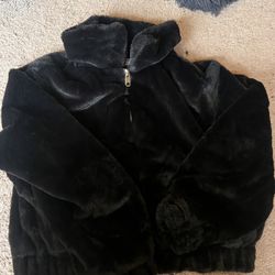 Black No Boundaries faux fur bomber jacket