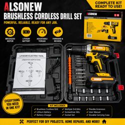 ALSonew Brushless Cordless Drill Set – Battery, Charger & Tool Kit