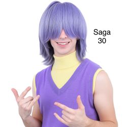 Saga Boy Mystery Demon Lavender Lilliac Wig & Hat Halloween Cosplay Kpop Demon Hunters