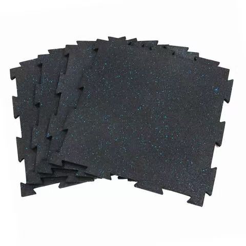 Interlocking Rubber Tile 20x20x3/8 Inch （6 packs）, gym rubber floor DIY Gym Floor 