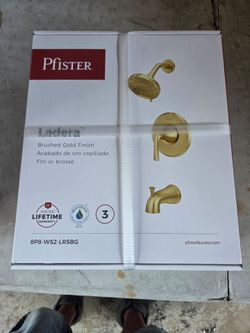 New Pfister Ladera Single Handle 3-Spray Tub and Shower Faucet 1.8 GPM in. Brushed Gold (Valve Included). Retails $218 with Taxes!
