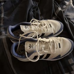 Like New Adidas ZX Sneakers - White/Blue - Worn 5 Times! Size 10 Men!