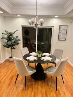 5pc Round Table Marble Top